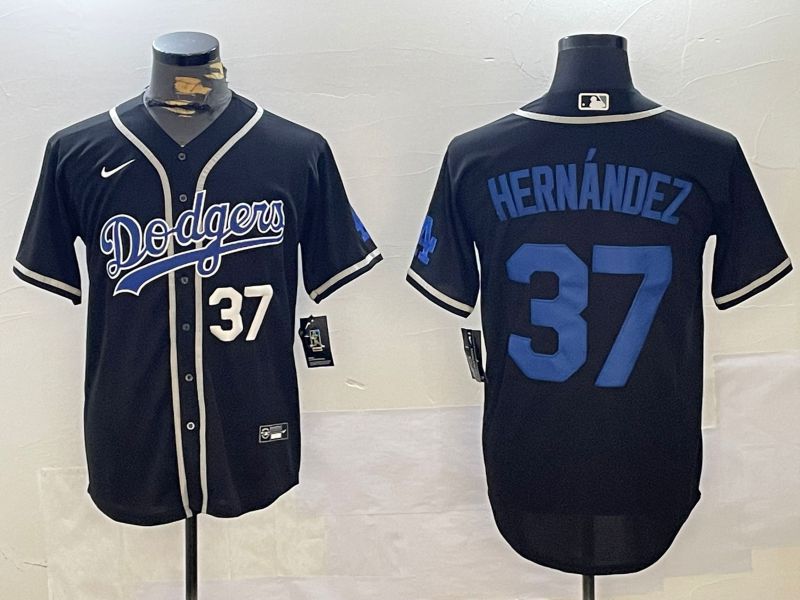 Men Los Angeles Dodgers #37 Hernandez Black Game 2024 Nike MLB Jersey style 11213